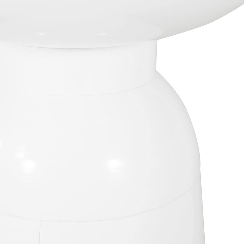 Suma Outdoor Side End Table Set of 2, Round Top, Pedestal, White Iron