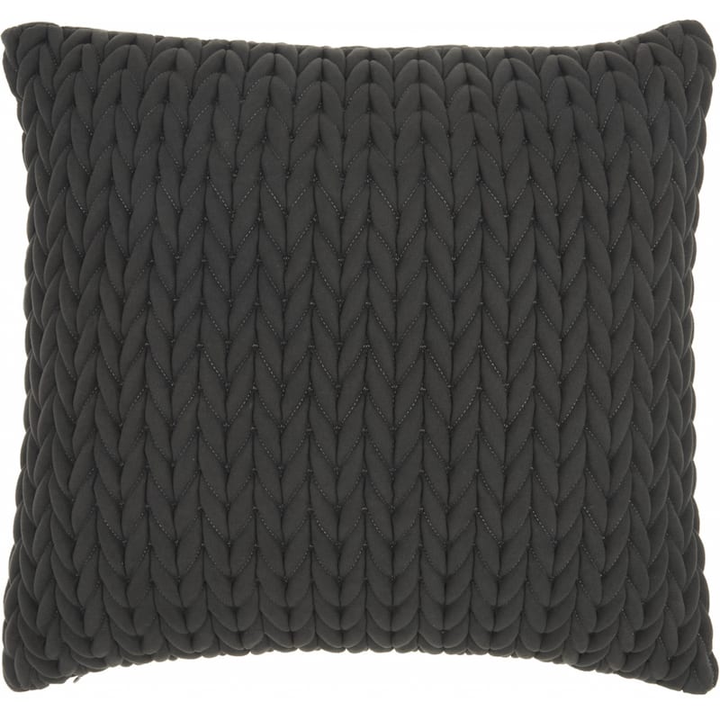 Chunky Braid Lumbar Pillow - 18"X18" - Polyester - Charcoal
