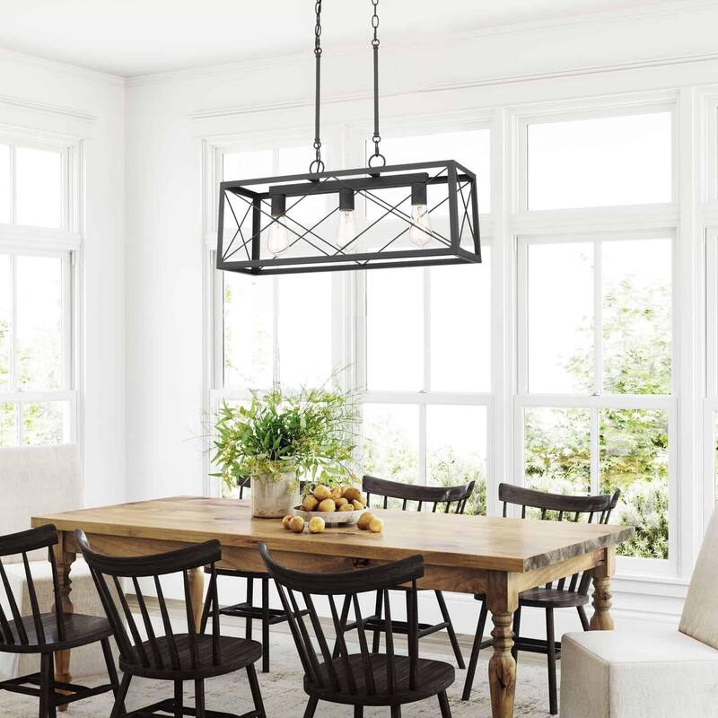 Acroma 3 - Light Linear Modern Farmhouse Rectangle Chandelier