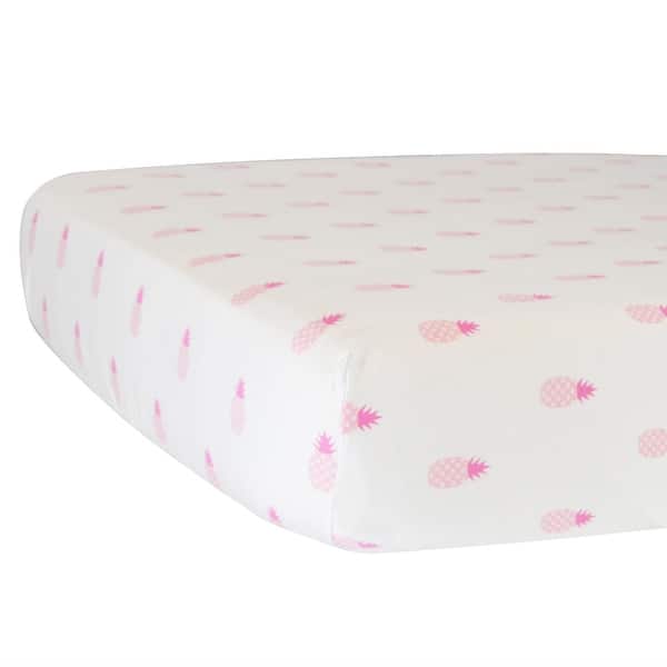 slide 2 of 3, Hello Spud Fitted Crib Sheet Pineapples Pink Pink