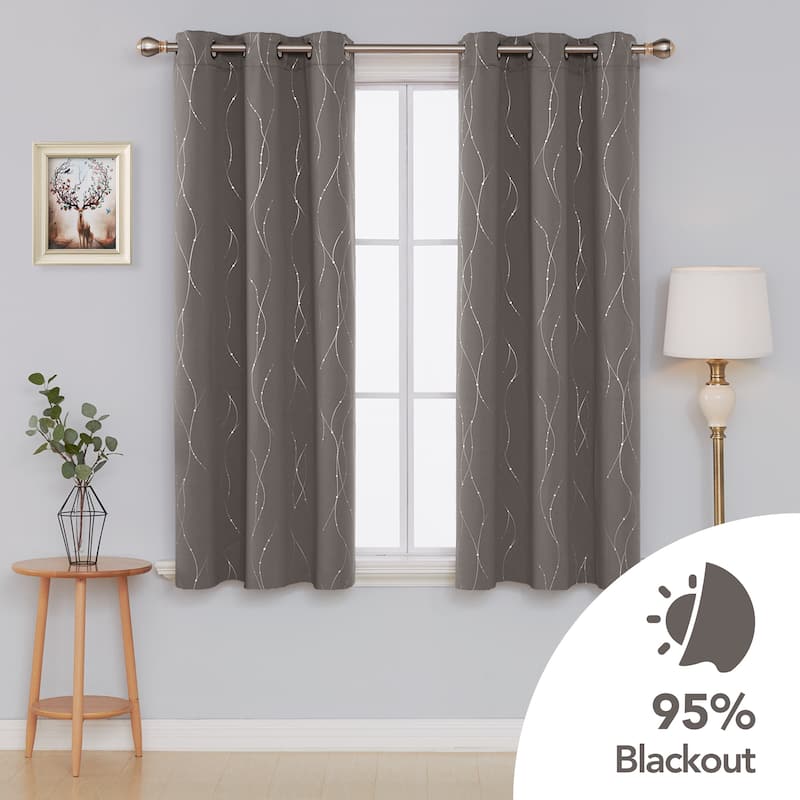 Deconovo Wave Line with Dots 42 Width Curtains Pair(2 Panel) - 42x63 Inch - Taupe