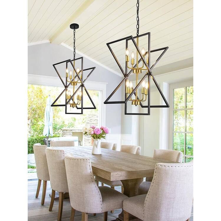 8-light Farmhouse Rustic Chandelier, Rotation Chandelier Fixture - 24 Inch