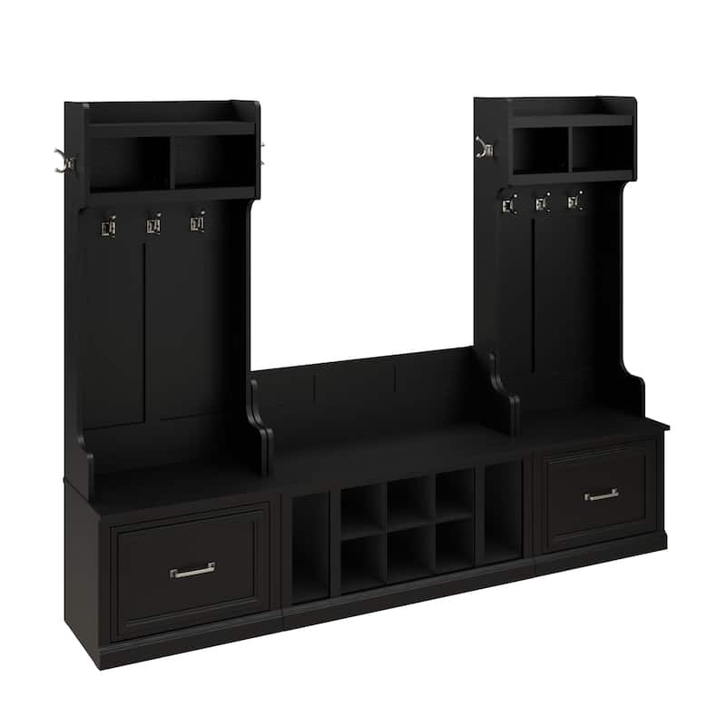 Woodland Hall Trees and Shoe Bench with Drawers by Bush Furniture