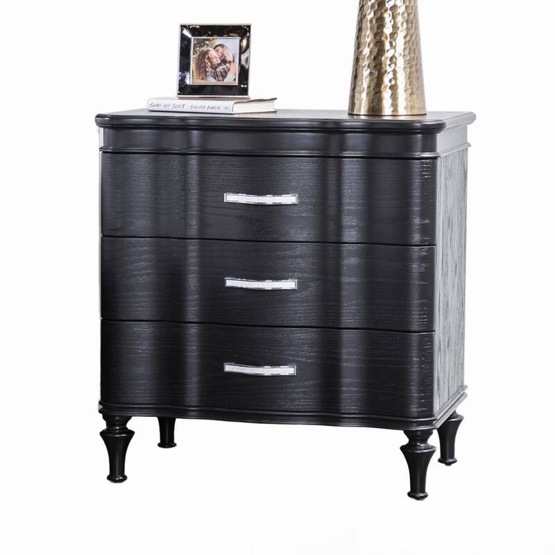 1pc Nightstand Exquisite Bedroom Black Solidwood Turned Legs