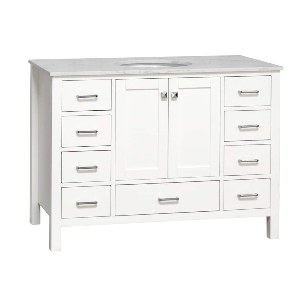 KitchenBathCollection Horizon 48" Bathroom Vanity with Engineered Carrara Top