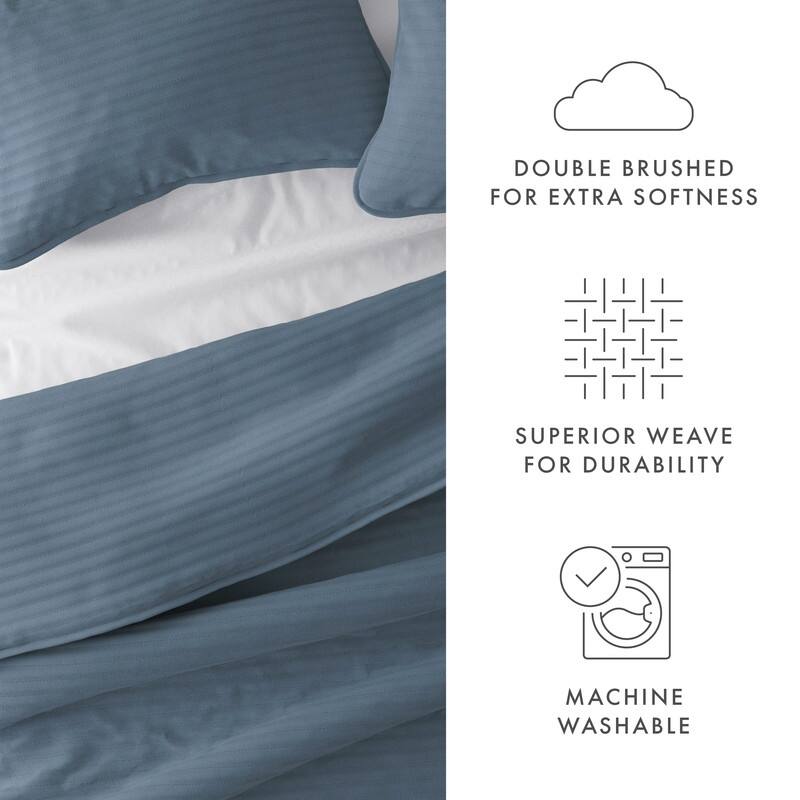 Soft Essentials All Season 3 Piece Stripe Stitch Quilt Set with Shams