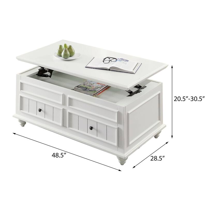 Laguna White Washed Coffee Table with Lift-top