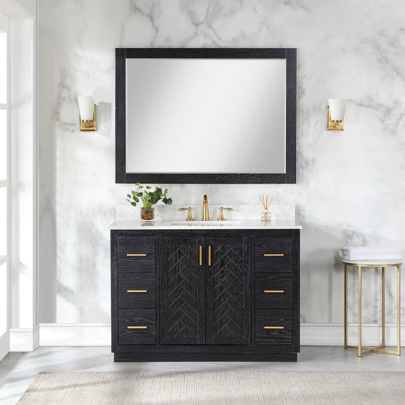 Altair Gazsi Bathroom Vanity with Composite Stone Countertop with Mirror