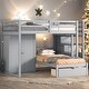 preview thumbnail 2 of 13, Modern Full Over Twin Bunk Bed With Wardrobe And Drawers,Sturdy Frame,s
