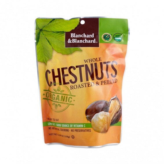 Blanchard and Blanchard Organic Whole Chestnuts - Roasted and Peeled - Case of 12 - 5.2 oz.