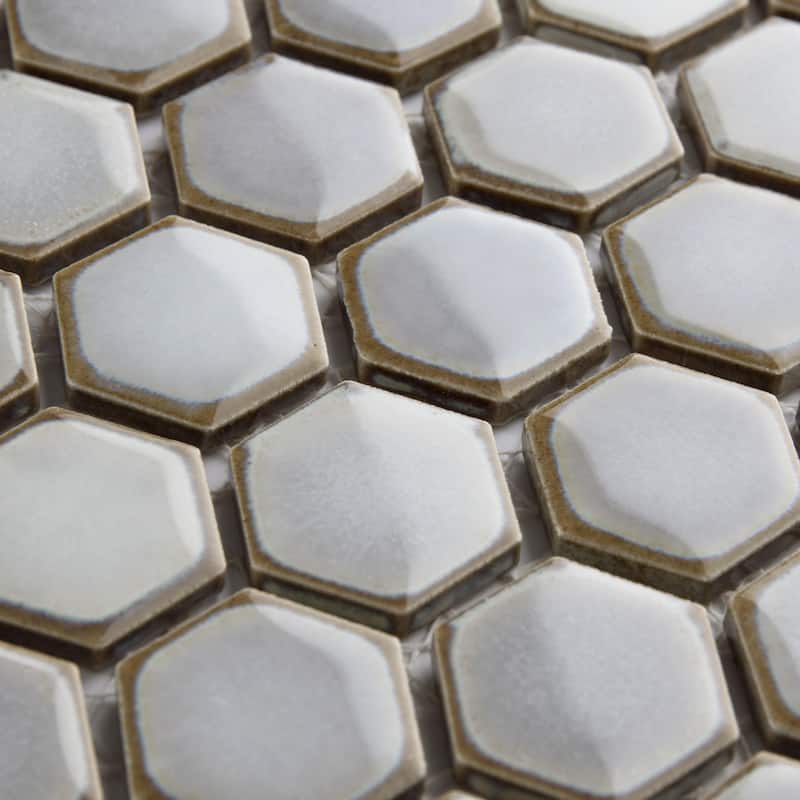 Merola Tile Hudson 1" Hex Grey Eye 11-7/8" x 13-1/4" Porcelain Mosaic Floor and Wall Tile