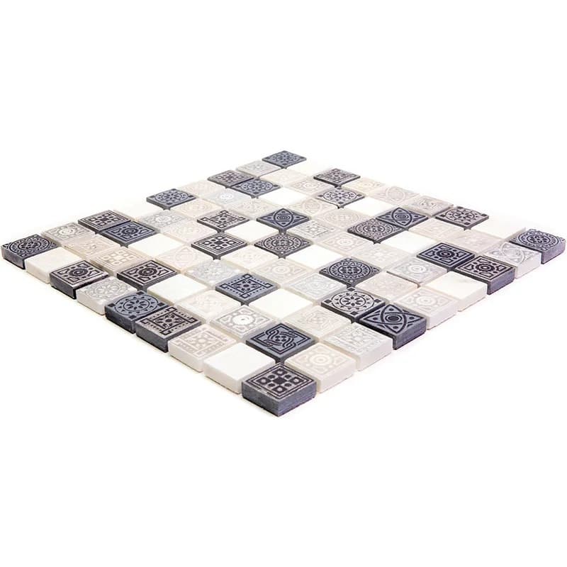 Apollo tile 12" x 12" Artisana Foiled Texture Black Ivory White Stone Tile (5 sq ft/case) - 5 Pack