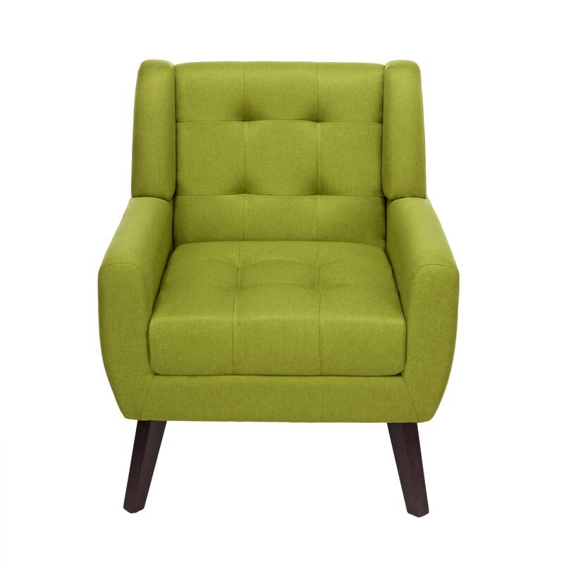 Modern Tufted Wingback Accent Chair Linen/Faux Leather/Velvet Armchair