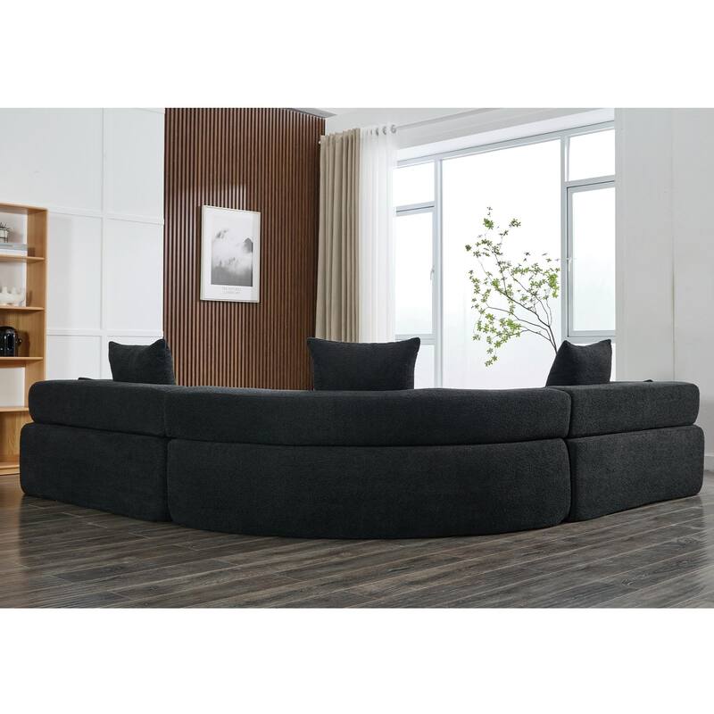 3-Piece Curved Sofa, Oversized Boucle Couch, Flexible for Living Room