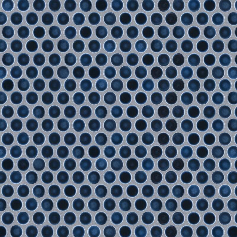 Merola Tile Hudson Penny Round Midnight 11-7/8" x 12-5/8" Porcelain Mosaic Floor and Wall Tile