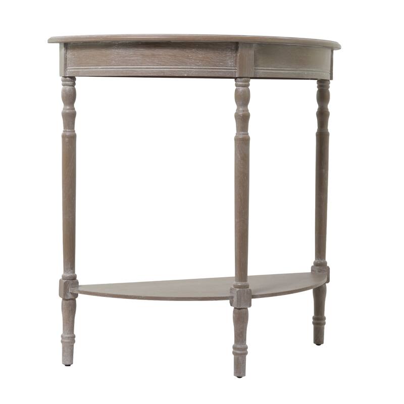 Light Brown Wood Half Moon 1 Shelf Console Table