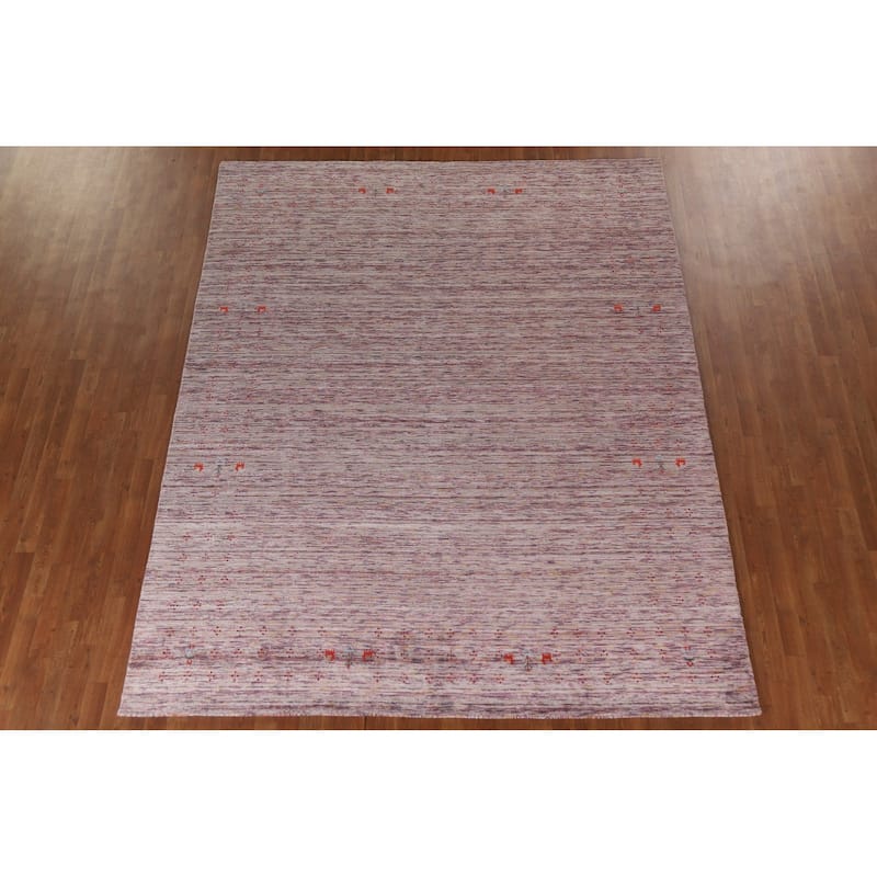 Striped Gabbeh Indian Area Rug Handmade Wool Carpet - 7'11"x 9'11"