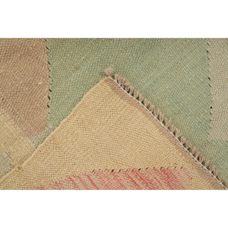Hand Woven Oriental 100% Wool Carpet Southwestern Modern Multi-Colored Kilim Area Rug - 9' 10'' X 6' 5''