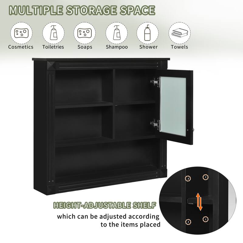 32'' Bathroom Wall Cabinet with Mirror, Wall Mounted Medicine Cabinet with 4 Shelves, Adjustable Shelves