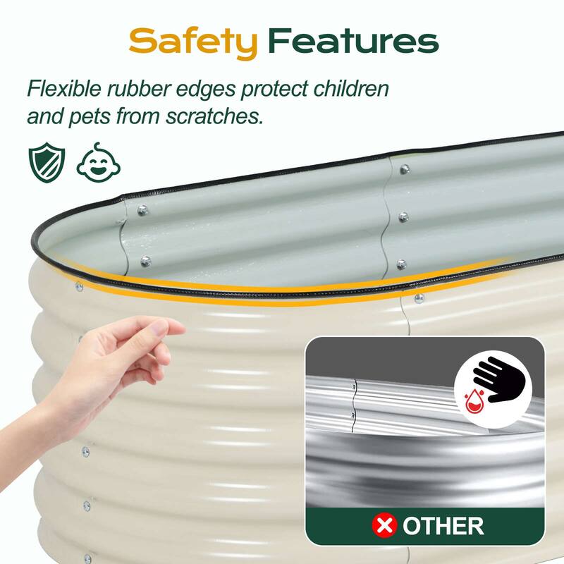 Aoodor 4 in 1 Modular Aluzinc Metal Raised Garden Bed - Outdoor Garden Planter Box for Vegetable, Flower, Herb - N/A