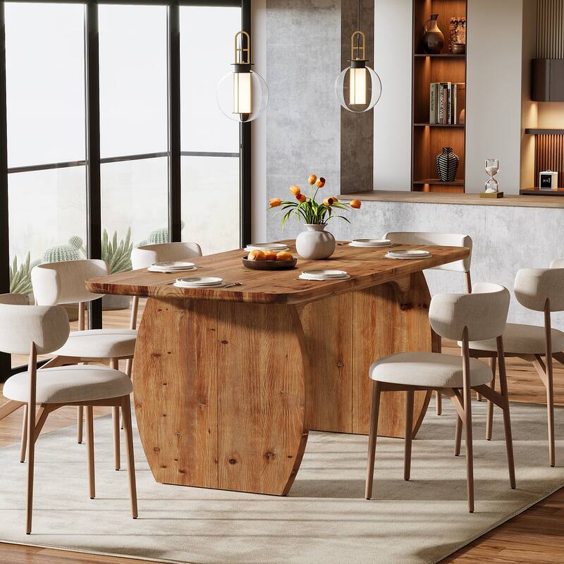 63-Inch Solid Wood Dining Table with Sturdy Legs