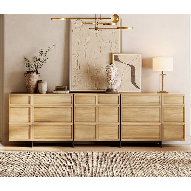 WAMPAT Modern Dresser With T-Shaped Legs - Wooden Storage Cabinet & Closet Organizer For Bedroom
