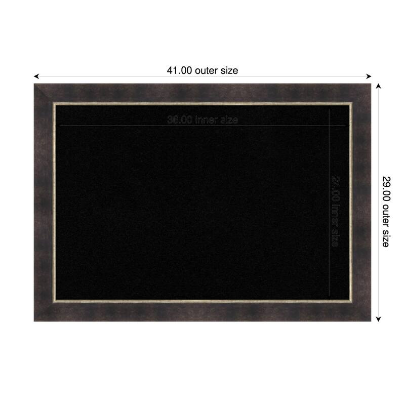 Odin Antique Bronze Wood Framed Cork Board - Bulletin Board, Organization Board, Pin Board - Black - 41 x 29 in