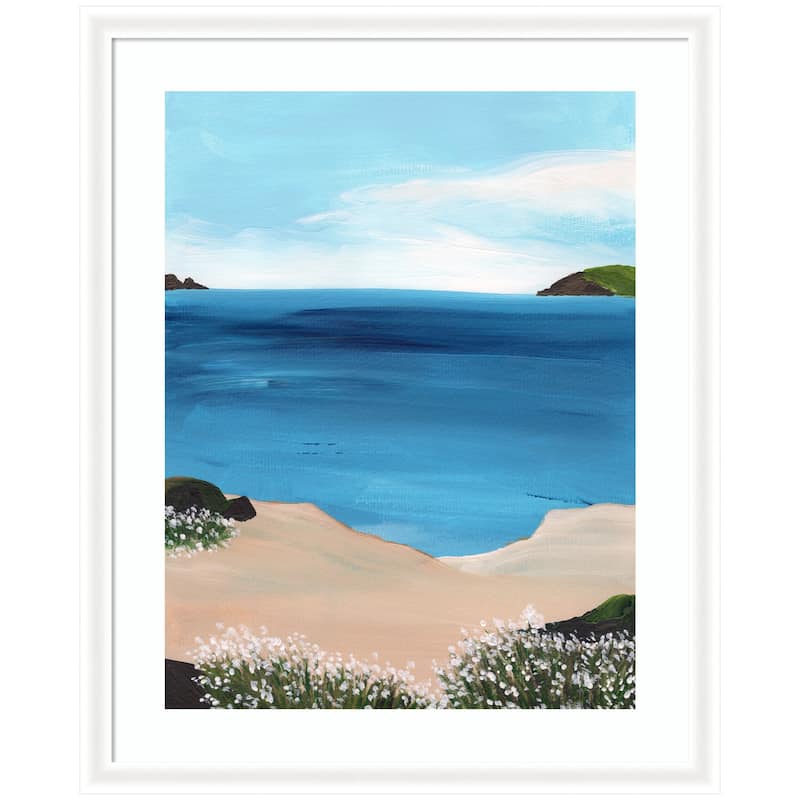 Kate and Laurel Framed Art Midday at Sea by Nikita Jariwala - 35x43 - White