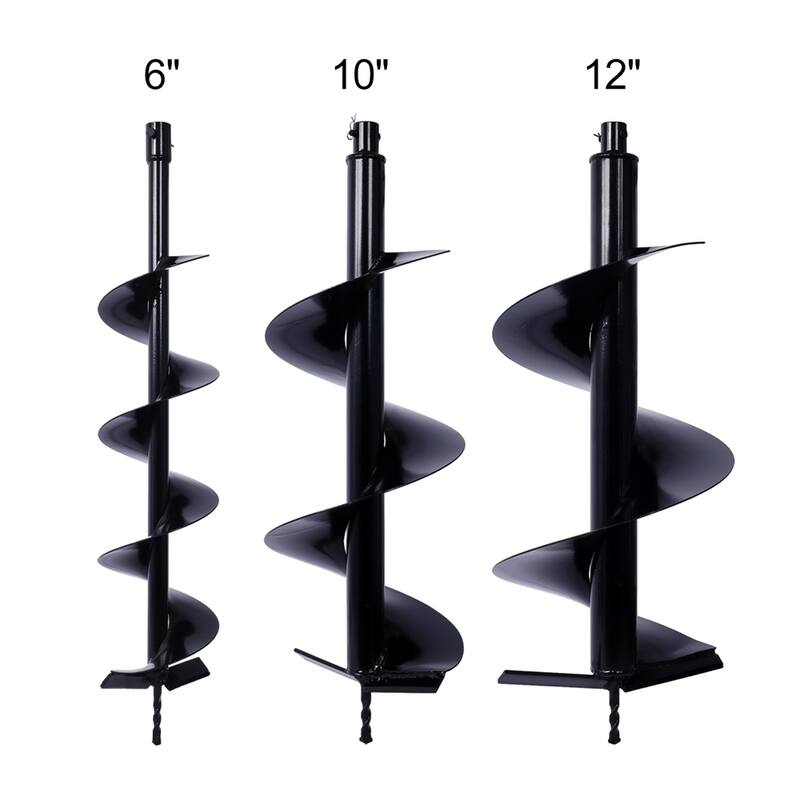 3 Piece Steel Hole Digger Replacement Auger Bits,6"+10"+12"