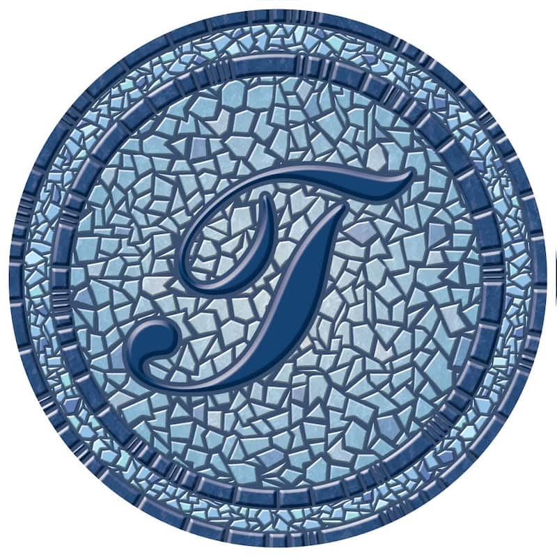 Custom Monogram Decorative Poolmat #2 - Mosaic Pool Art - 29" in Diameter - Letter "T"