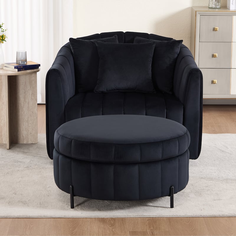 40.4"W Modern Swivel Accent Chair,Swivel Single Sofa Chair with Ottoman