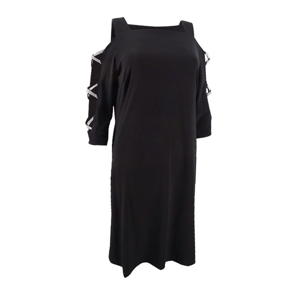 msk embellished cold shoulder dress