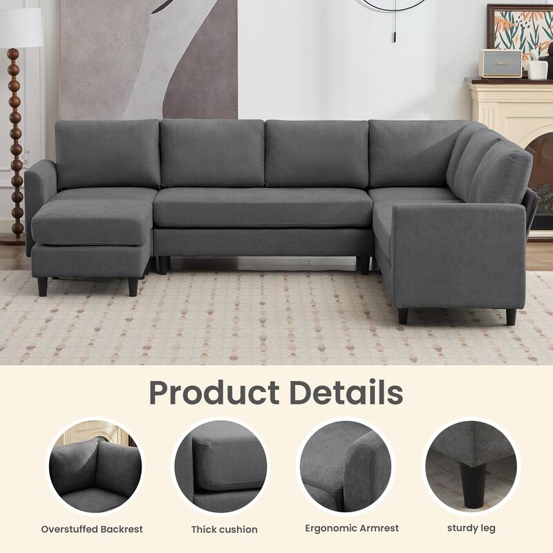 Snow Velvet Sectional Sofa