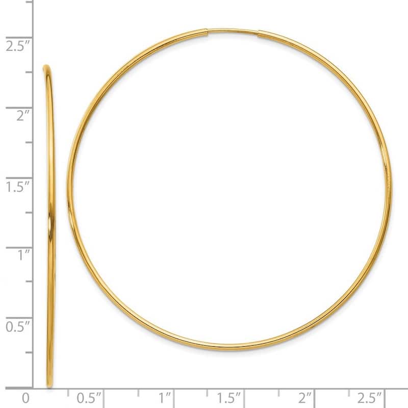Curata 14k Yellow Gold Polished 1.25x58mm Endless Hoop Earrings