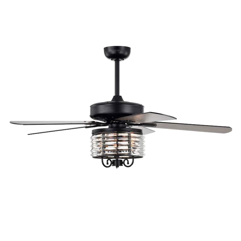 Themar 26 Inch Mid-century Modern Style Lighted Ceiling Fan with Remote - Matte Black