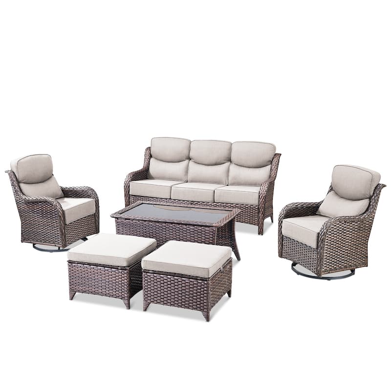 Pocassy Outdoor Patio Furniture Sofa Swivel Chairs Sets