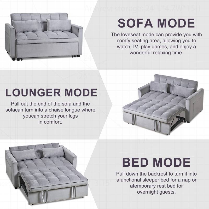 Versatile Convertible Sofa Bed with Reclining Backrest and Extra Pillows for Ultimate Comfort