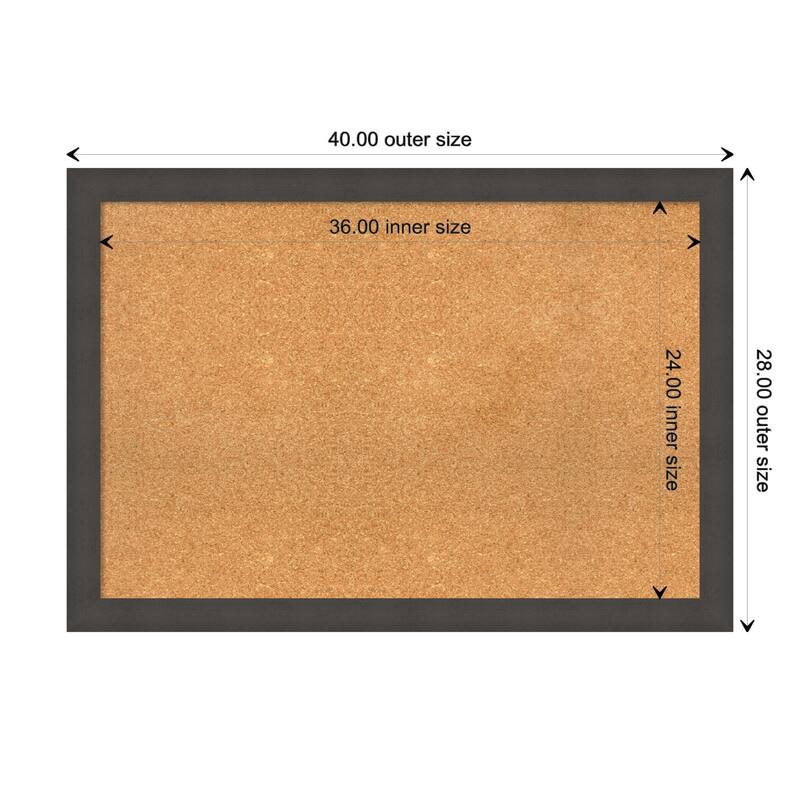 Blaine Narrow Framed Natural Corkboard Bulletin Board - Blaine Light Pewter Narrow - Board Size 36x24