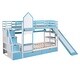 preview thumbnail 7 of 6, Castle Style Twin Bunk Bed with Drawers & Slide