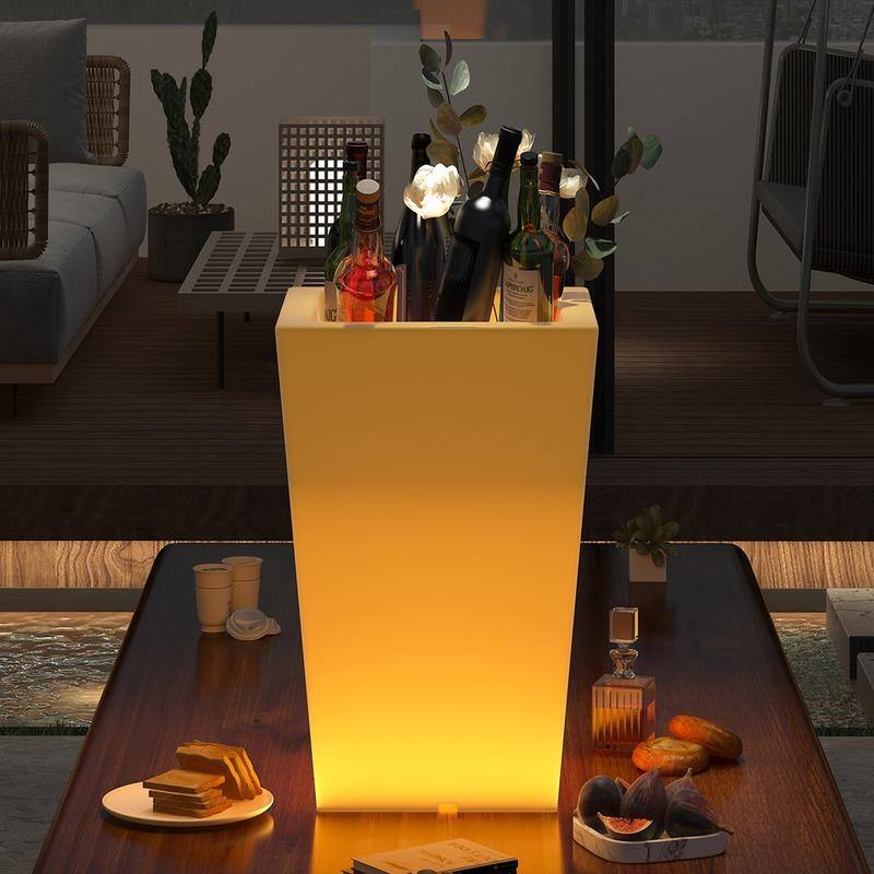Mixoy Changing Colors LED Lighting Flower Pot,Rechargeable Light Up Cordless Outdoor Furniture for Party,Ambiance LED Furniture