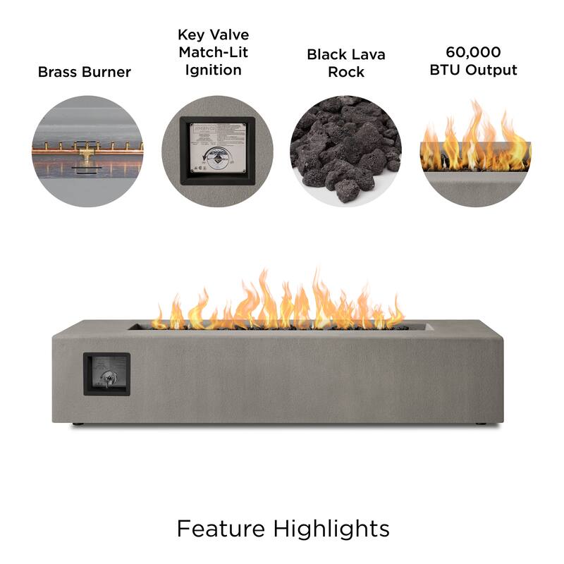 Provo Low Rectangle Propane Fire Table in Flint