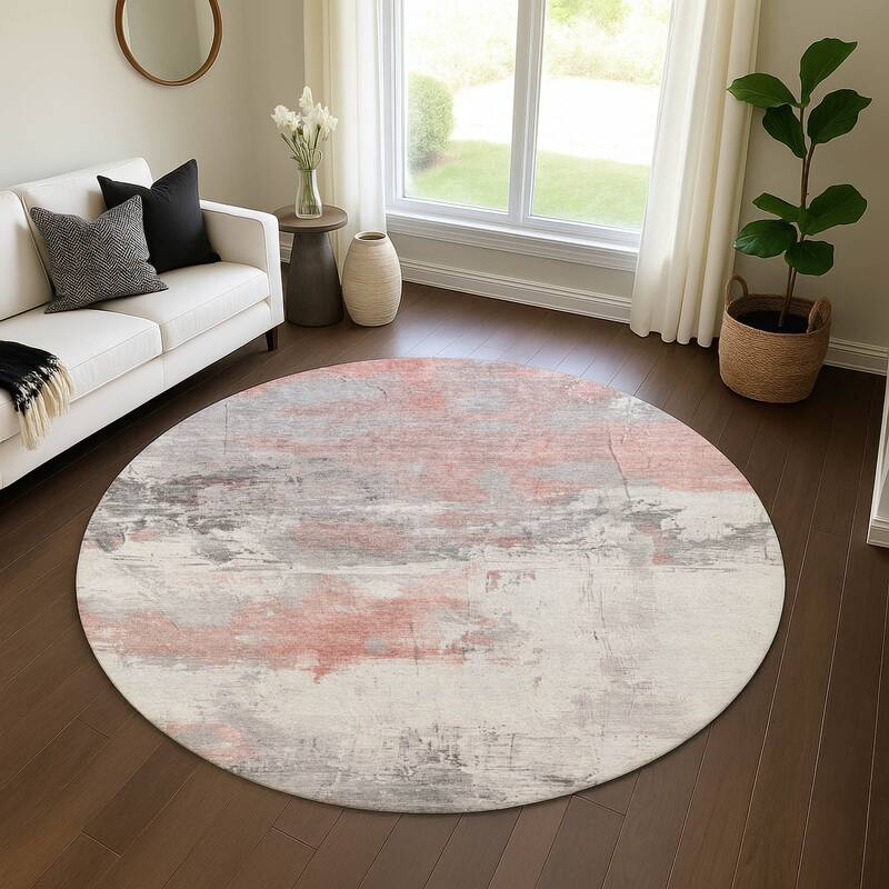 Premium Washable Super Soft Abstract Chic Mayfield Rug - Coral - 8' x 8'