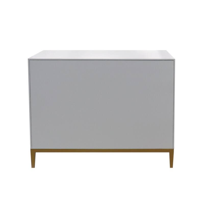 Pasargad Home Pearl Wood Nightstand with Metal Frame