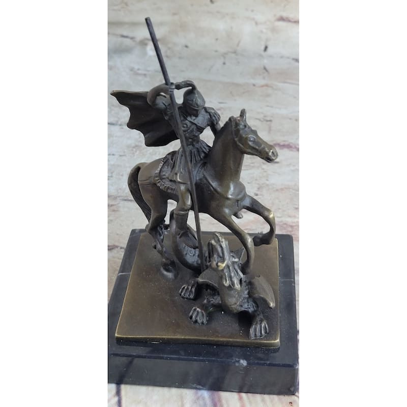 St. George Dragon Slayer Bronze Statue Military Saint Catholic Patron Sculpture