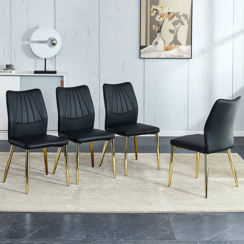 A medieval modern chair made of PU material with soft cushions, equipped with golden metal legs for restaurants and living rooms