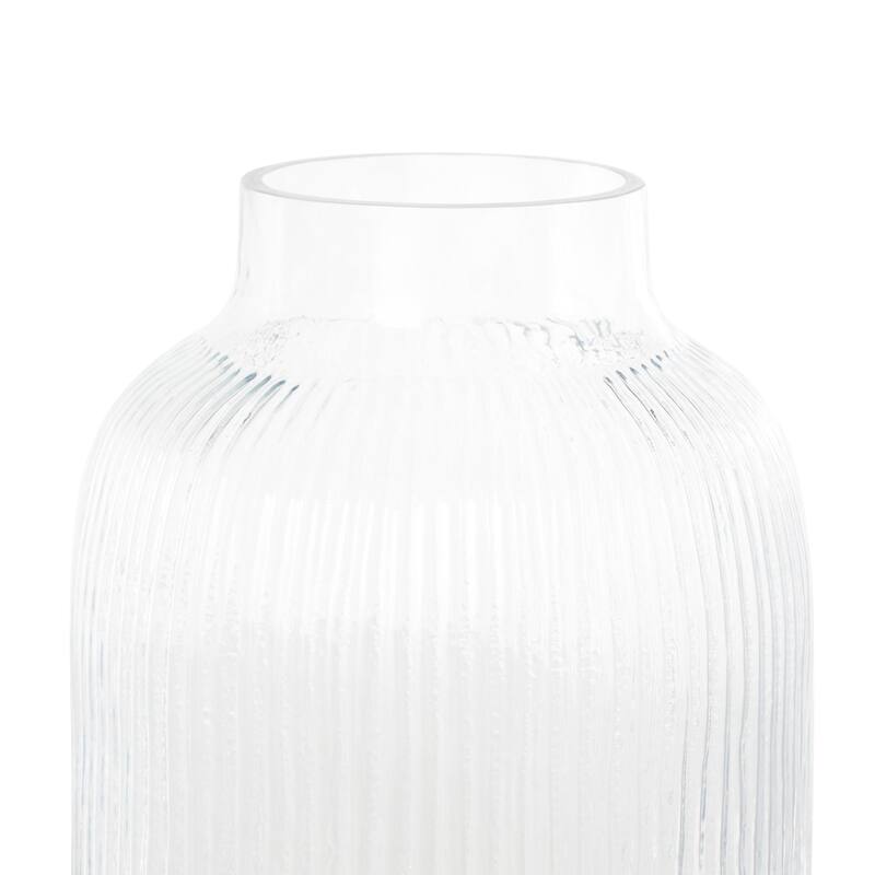 Clear Glass Ribbed Decorative Vase