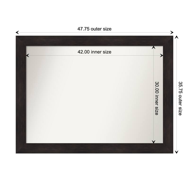 Furniture Espresso Framed Non-Beveled Custom Wall Mirror, Bathroom Vanity Mirror - Outer Size: 47.75 x 35.75