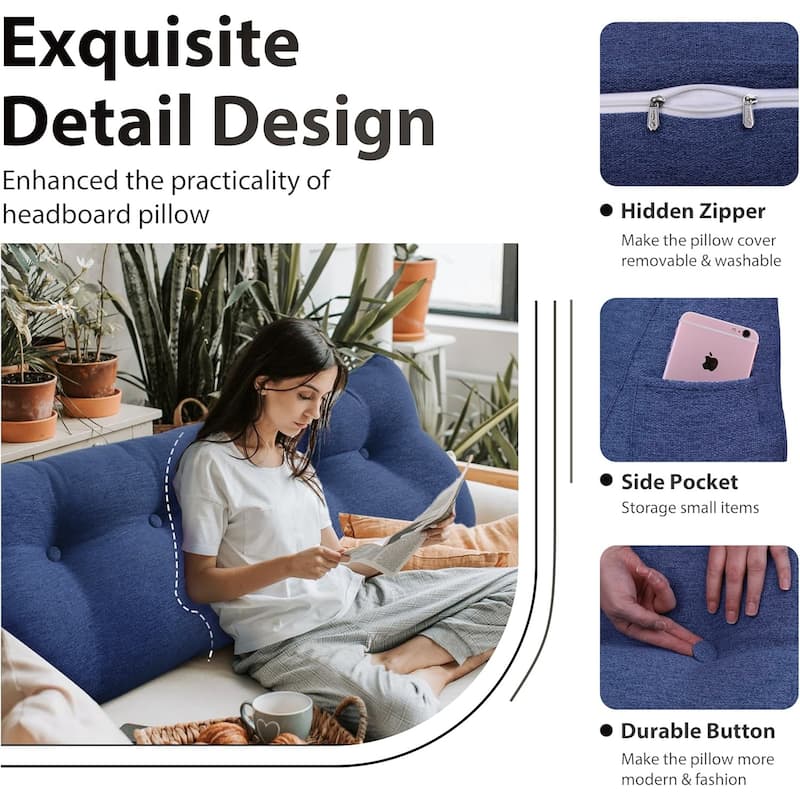 WOWMAX Bed Rest Wedge Reading Pillow Headboard Back Support Cushion