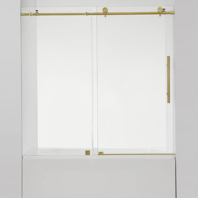 Villena 60" W x 58" H Single Sliding Tub Door,Brushed Gold - 60 inches