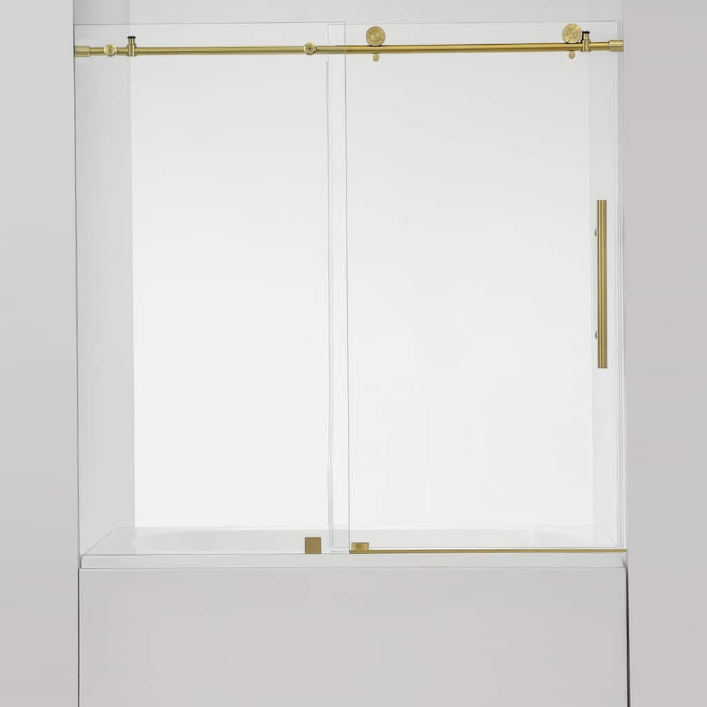 Villena 60" W x 58" H Single Sliding Tub Door,Brushed Gold - 60 inches